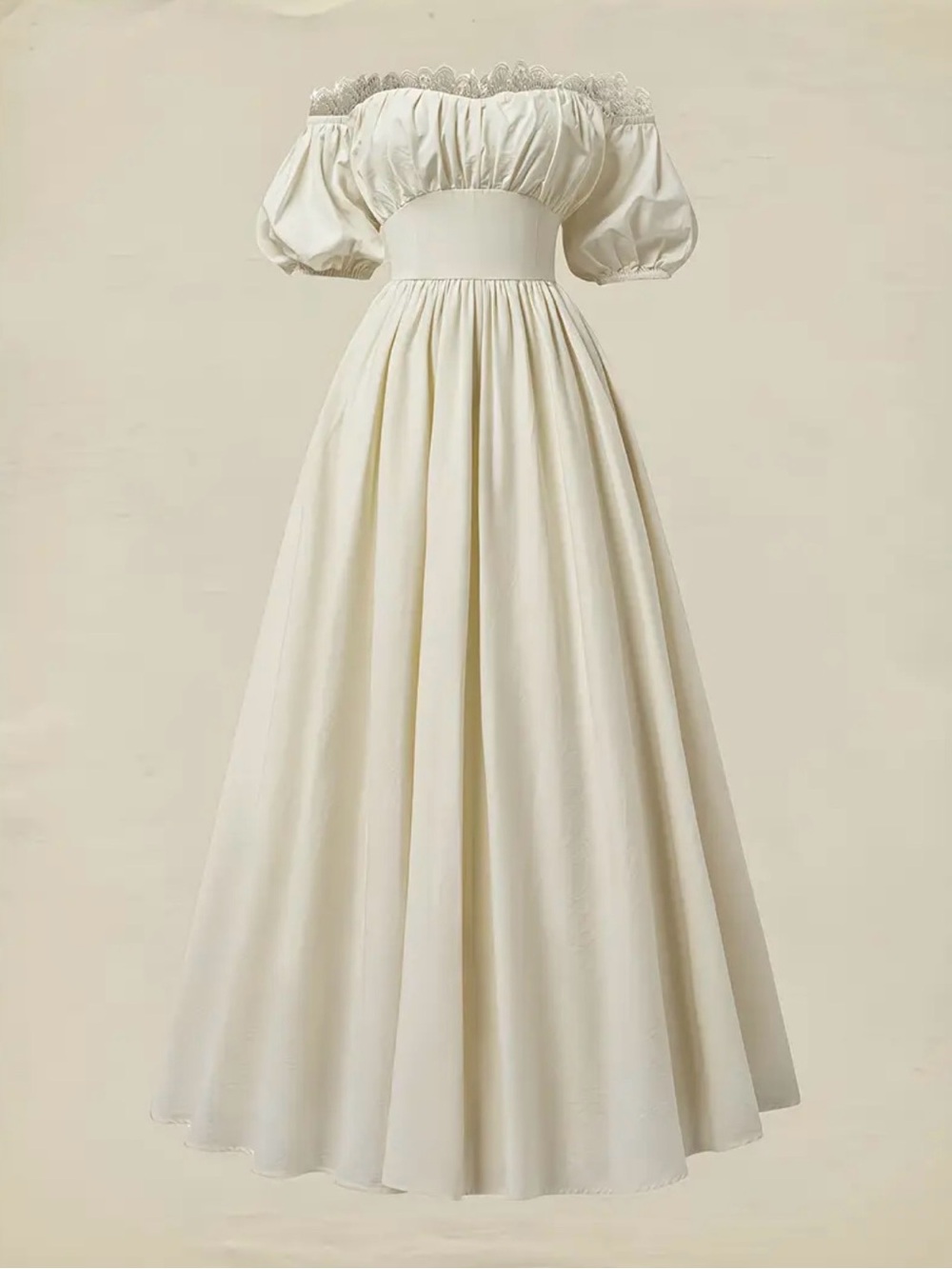 BNWT Off-Shoulder apricot Maxi Dress - Elegant puff sleeves Romantic size M - Picture 2 of 6